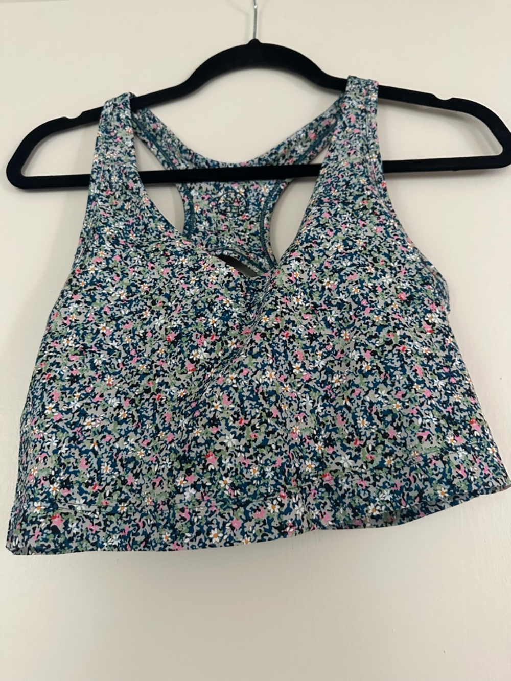 Floral Racerback Crop Tank Top - Blue Multi with Matching Biker Shorts